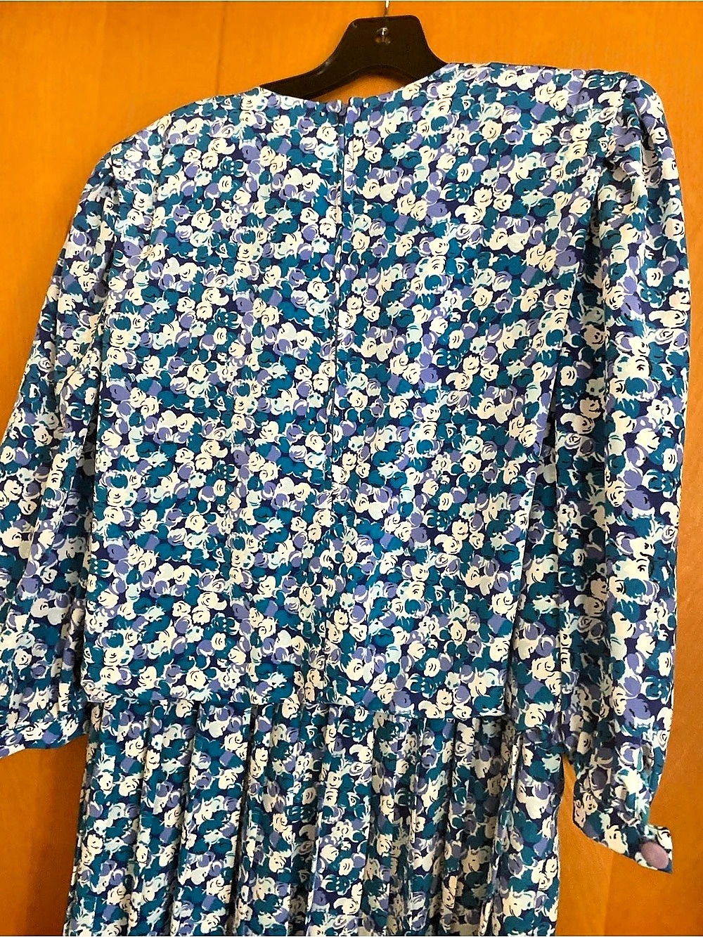 Vintage 80s/90s cottagecote Leslie Fay Pleated Midi Dress Size 12 - Picture 8 of 8